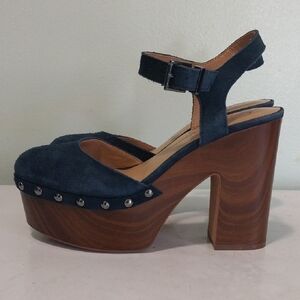 Jessica Simpson Blue and Brown Platform Sandals